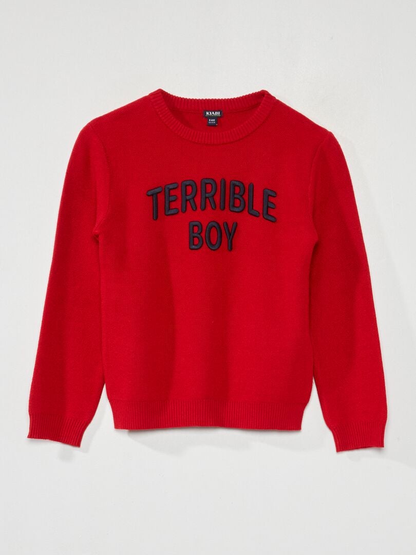 Trui met patroon, gebreid - ROOD