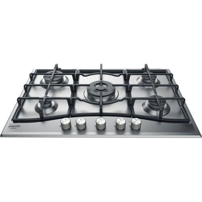 HOTPOINT PNN 751 IX Plaque de cuisson gaz - 5 foyers - 10,5kW - L75 x P51cm - Revêtement inox - Inox