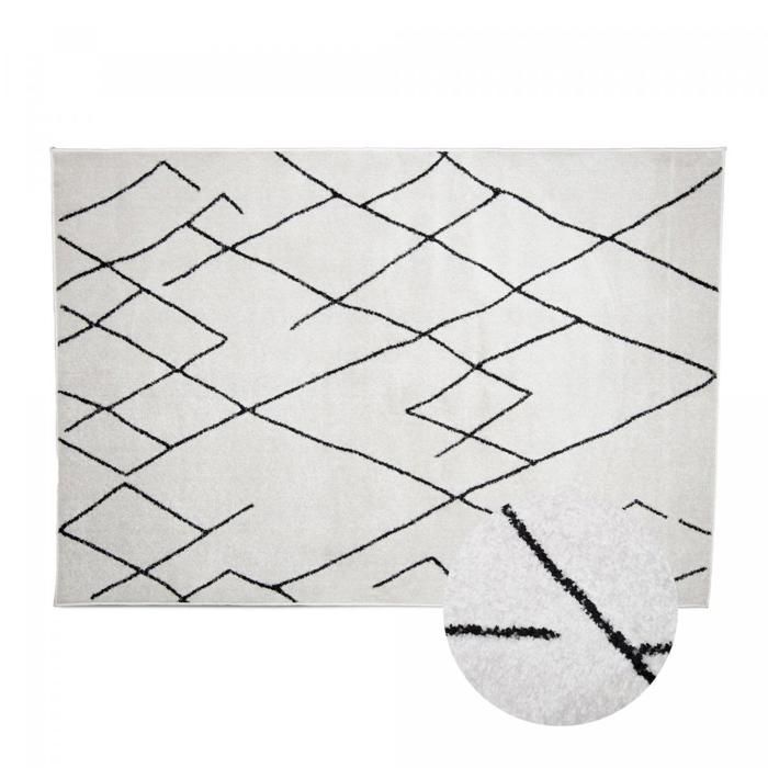 Alfombra bereber de 200x280 cm con motivos tribales tejidos, color crema NALADON.