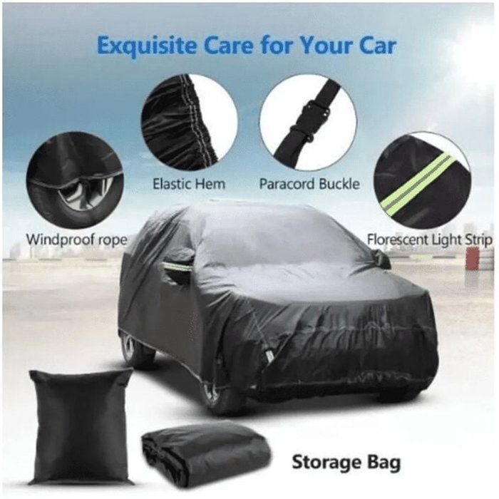 Housse de voiture imperméable pour SUV 480 x 175 x 150 cm - Housse de voiture extérieure noire - Protection contre la neige, le