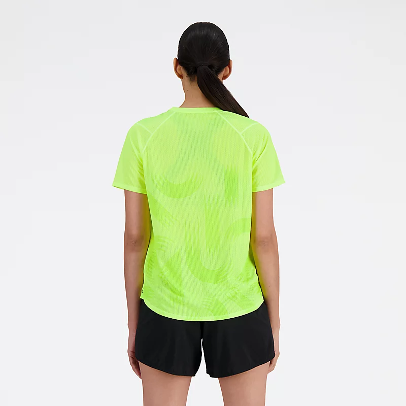 Koszulka damska London Edition med nadrukiem NB Athletics av krötkim rękawem – BLEACHED LIME GLO