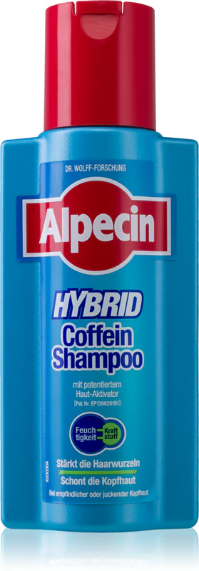 Shampoo híbrido com cafeína Alpecin para pele sensível