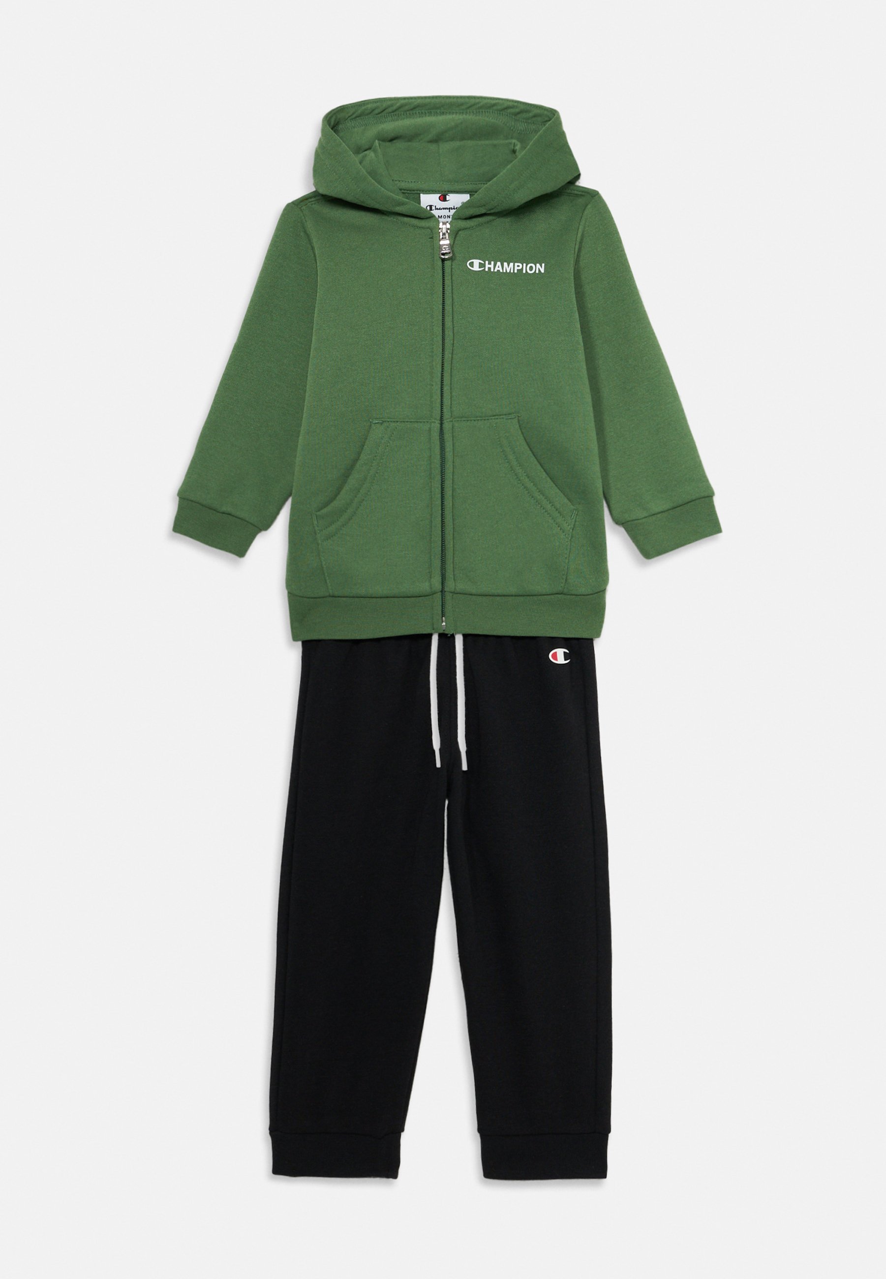 Champion sportinis kostiumas su gobtuvu ir užtrauktuku UNISEX komplektas - žalias/juodas