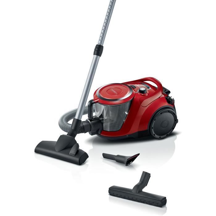 Aspiradora cilíndrica sin bolsa - BOSCH - BGC41Q69 - 600 W - ProSilence - 70 dB - Roja