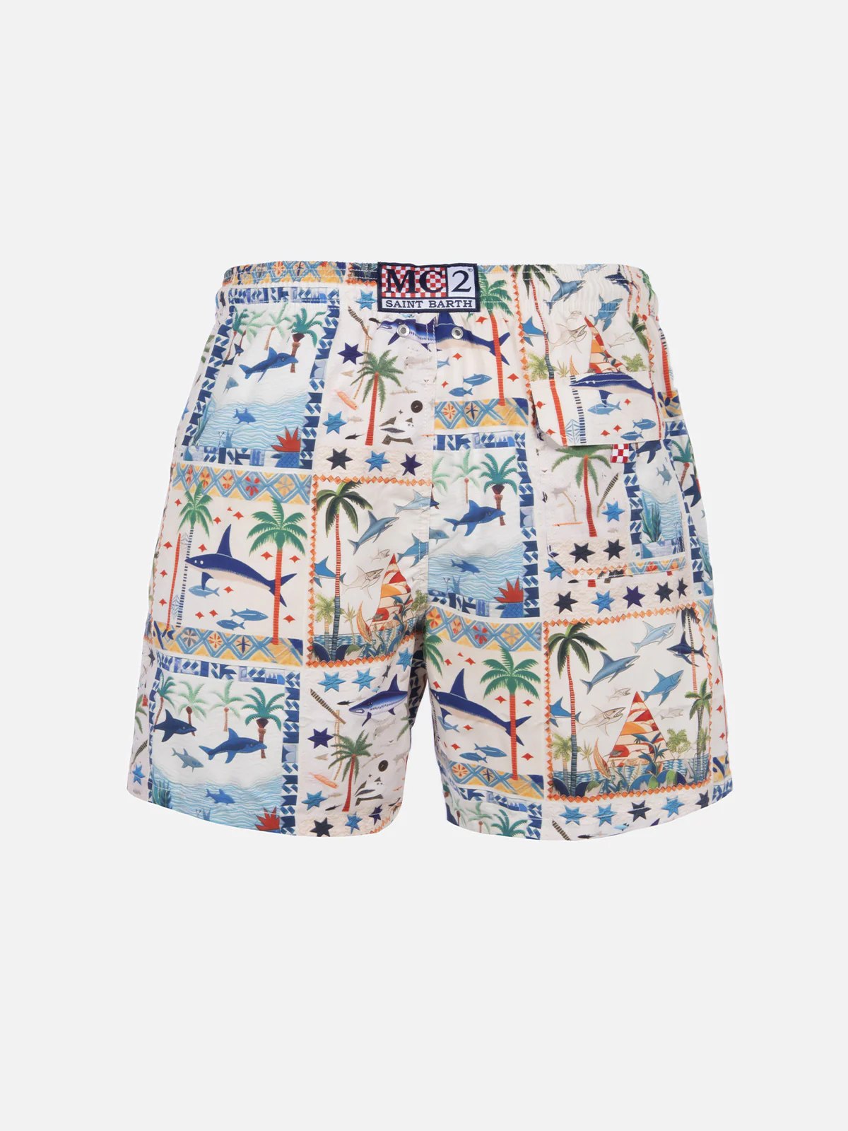Gustavia herenbadpak met haaienprint, middellange pijpen