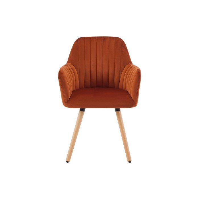 Chair with velvet armrests and beech wood legs - Terracotta - ELEANA