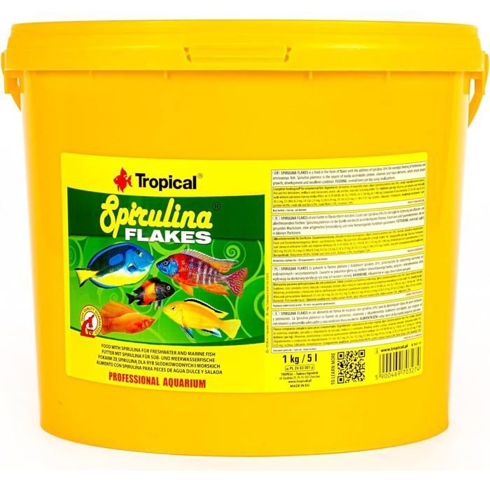 Spirulina Flakes - Tropical - 1kg - High in protein - Fish food - Freshwater and saltwater