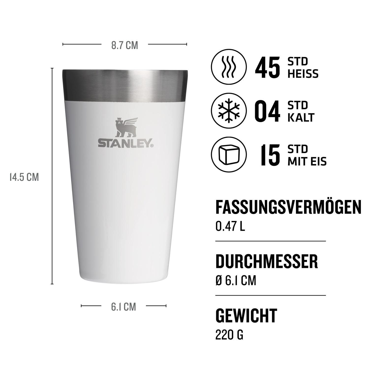 Mug isotherme empilable Stanley | 0,47 l – 1 pièce