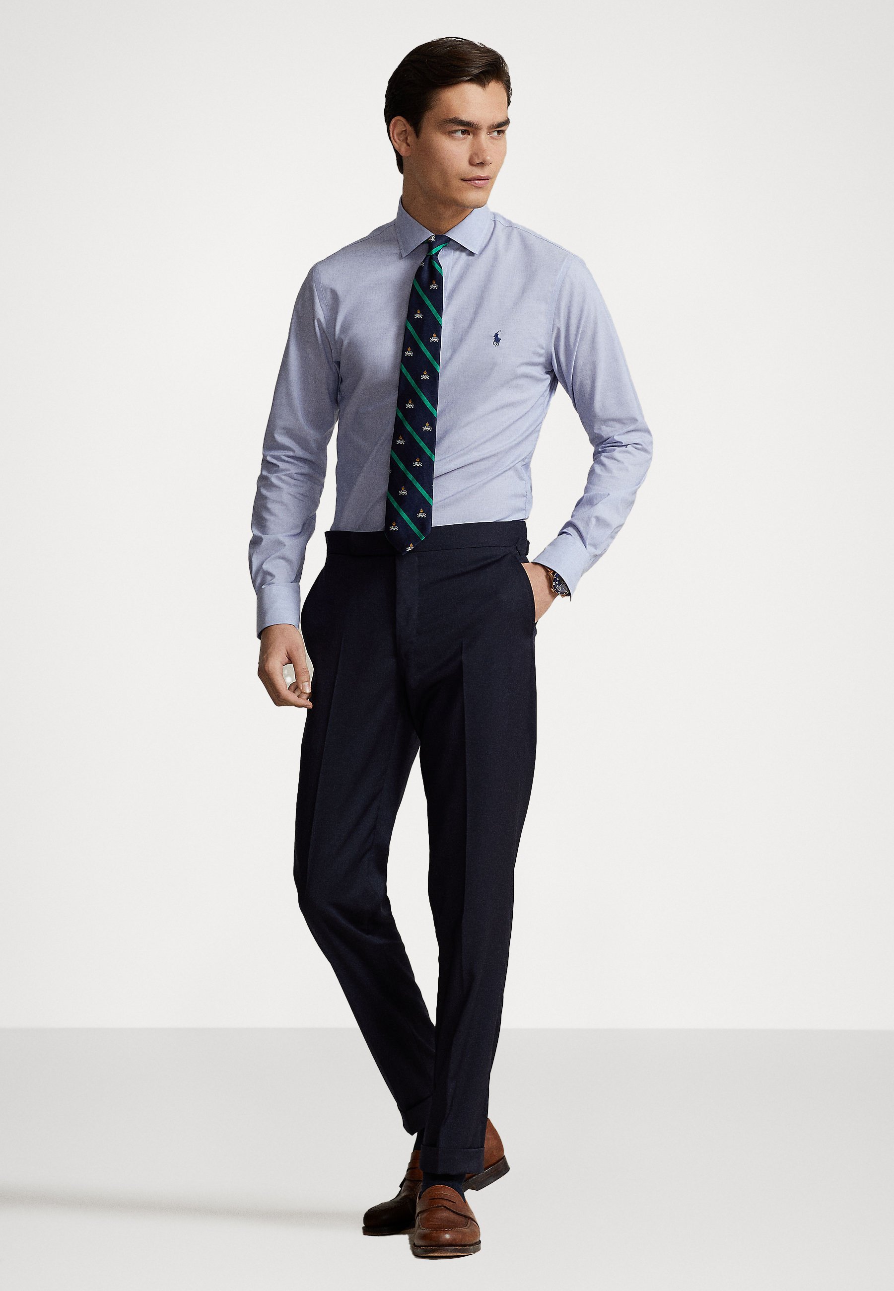 Chemise Polo Ralph Lauren coupe ajustée - Chemise habillée - bleu clair/blanc