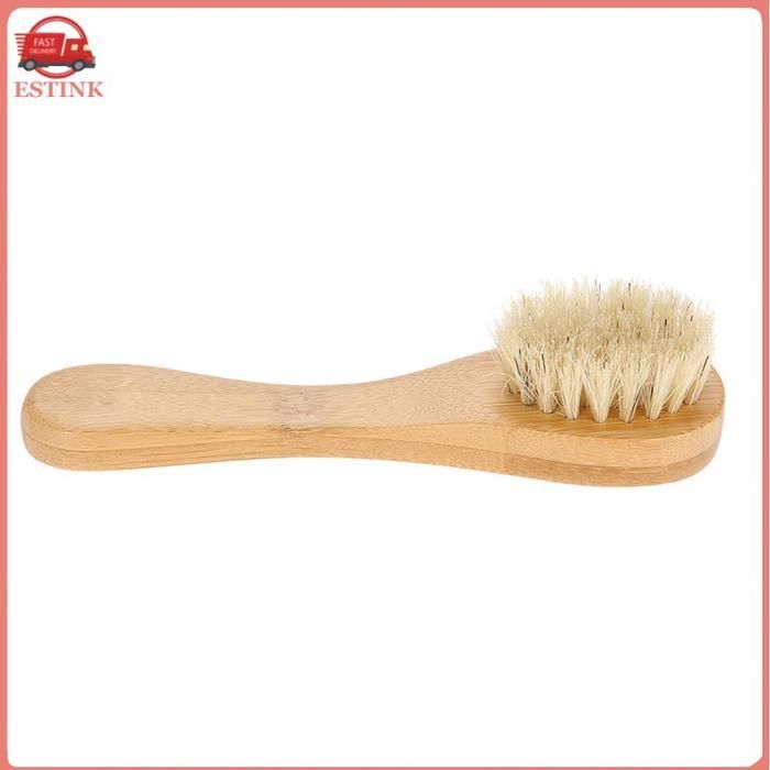 ESTINK Brosse visage exfoliante et nettoyante à manche en bois