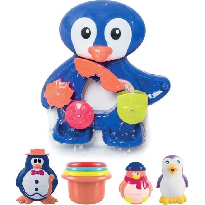 Set da bagno Pinguino - LUDI - Giocattolo da bagno con ventose e accessori sensoriali - Unisex - Dai 12 mesi