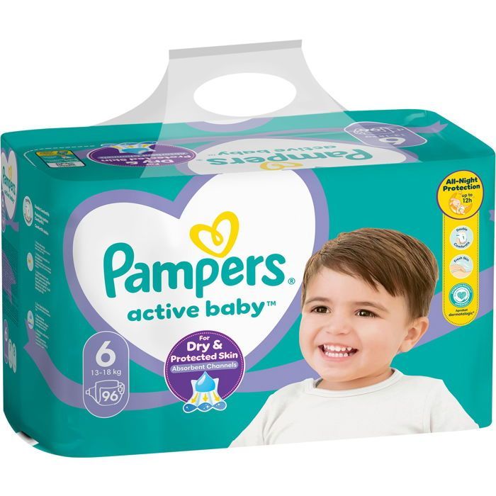 PAMPERS Active Baby taille 6 (96 pièces) - paquet mensuel