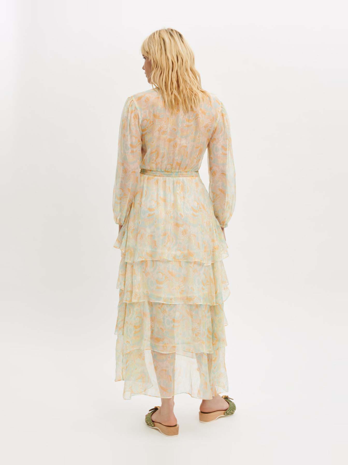 Rochie de mătase fluidă și strălucitoare - Portocalie