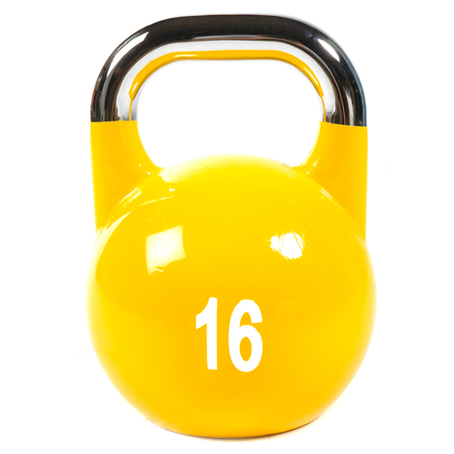  Wettkampfhantel aus Gusseisen mit aufgemaltem Logo, 16 kg
