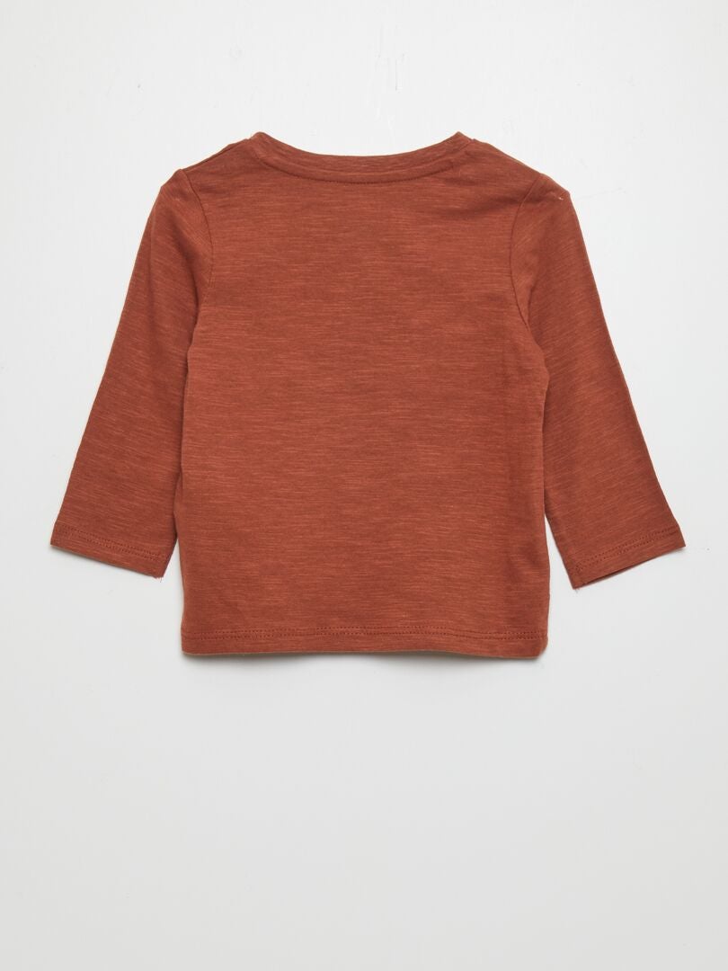 Jersey T-shirt met lange mouwen - BRUIN