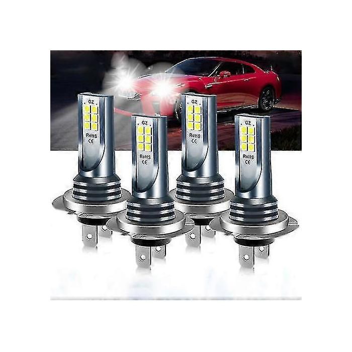 Kit de 4 ampoules de phares LED H7, feux de croisement et de route, 120 W, 60 000 lm, ultra-lumineuses, blanc 6 000 K