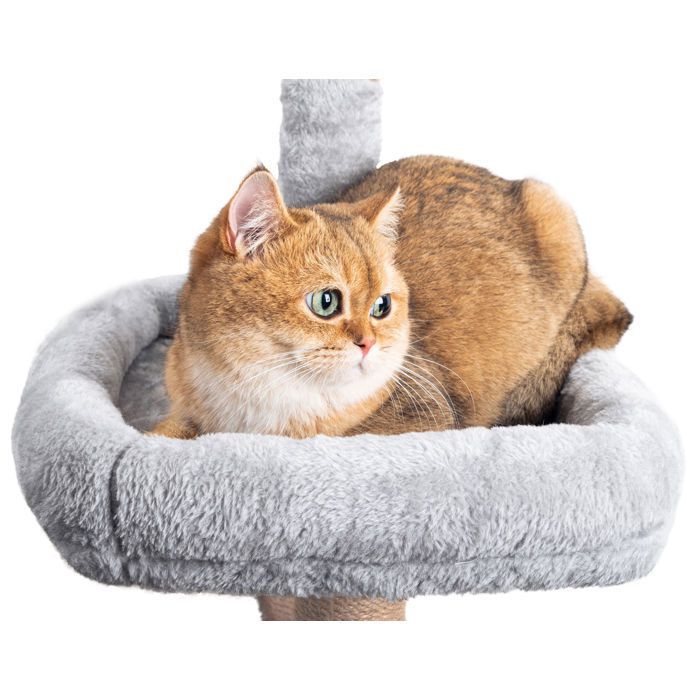 Krabpaal voor katten, 145 cm, stabiele klimtoren met meerdere niveaus, activiteitenboom met 7 sisalpalen en 5 platforms.