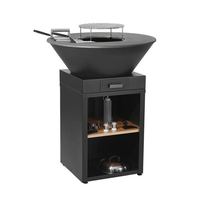 MOMBACHO Ø81,5cm barbecue vuurkorf met grillrooster, opbergruimte, deksel en keukengerei