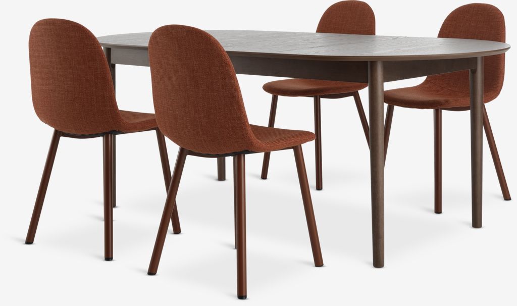 MARSTRAND EJSTRUP MARSTRAND L200/280 miza iz temnega hrasta 4 stol EJSTRUP terakota
