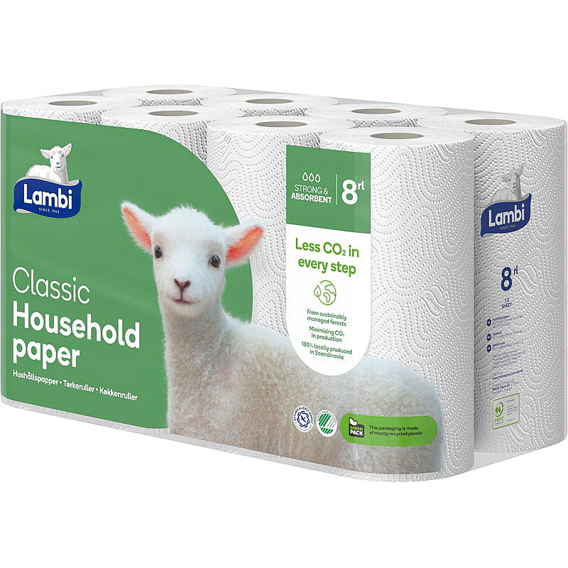 Lambi Wäschetrocknerrolle, 8er-Pack, weiß