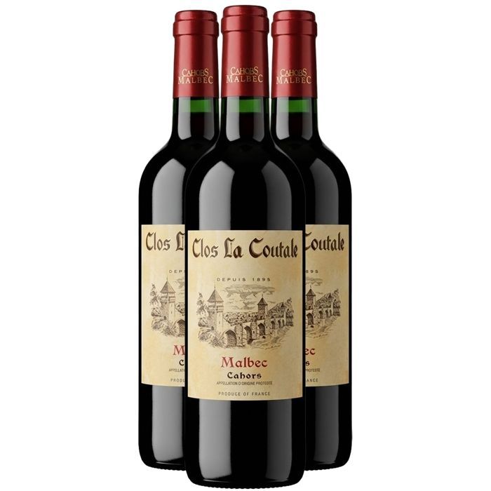 Clos la Coutale Malbec 2023 - Cahors - Vinho Tinto do Sudoeste da França (3x75cl)