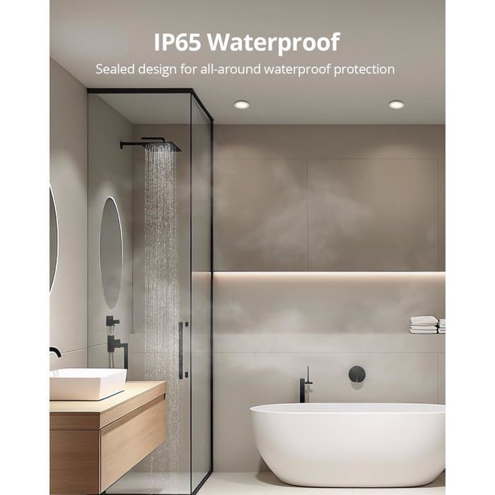 Focos LED empotrables para baño IP65, 6 focos LED regulables de 5 W, luz blanca neutra de 4000 K, 400 lúmenes, foco empotrable extraplano de 35 mm.