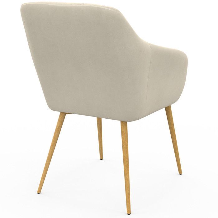 IDMARKET Lot de 2 chaises de salle à manger, fauteuils de table JANY matelassées velours beige pieds effet bois