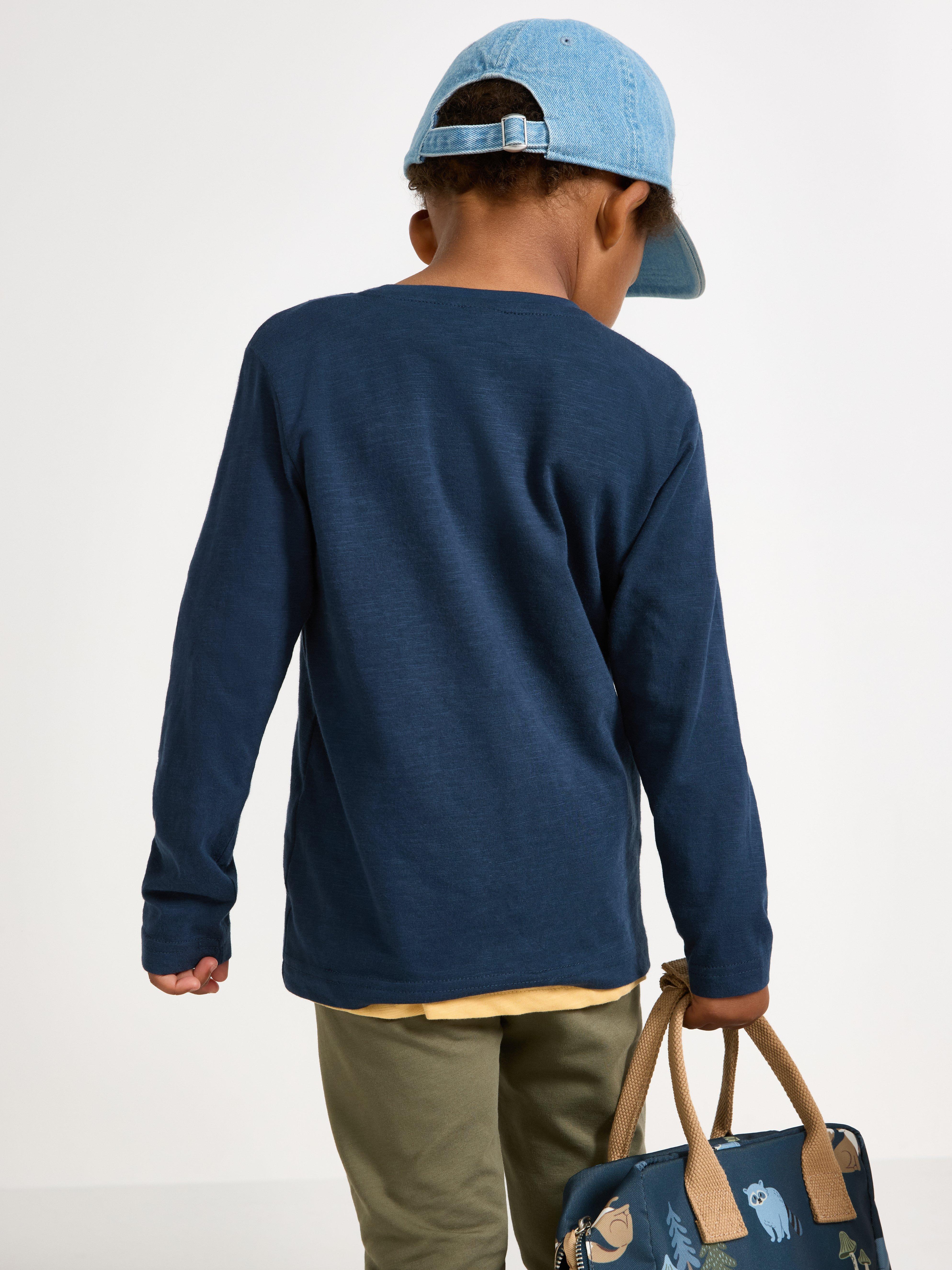 Blusa de manga comprida azul-escura