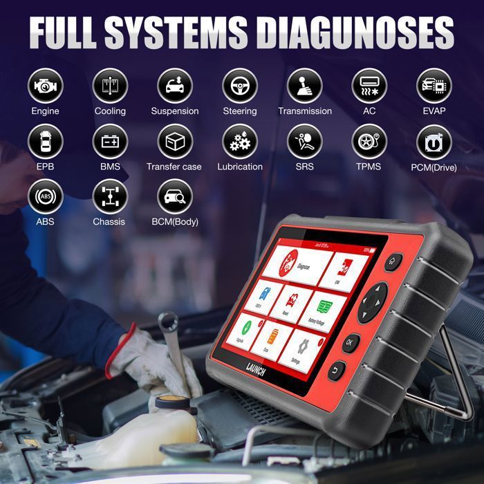Escáner de diagnóstico automotriz LAUNCH CRP909E OBD II en francés con 2 años de actualizaciones gratuitas, 28 servicios, TPMS, SAS, DPF, ABS