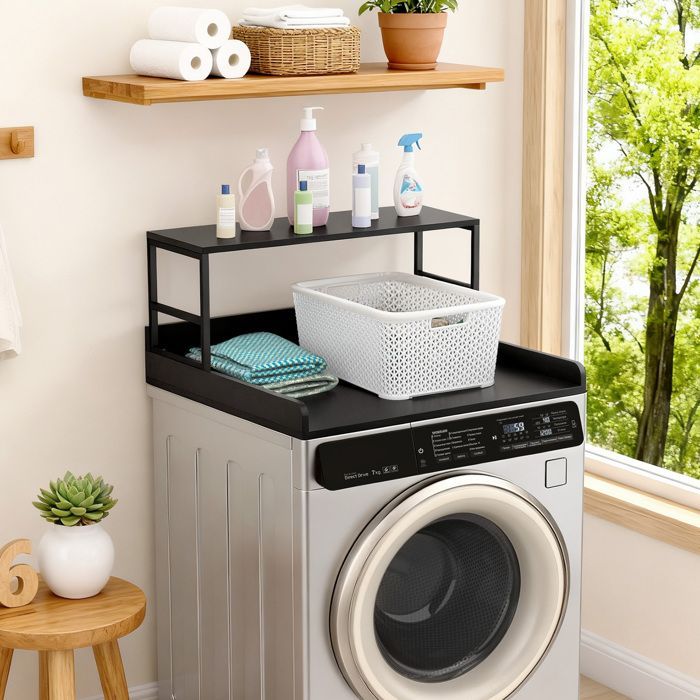 Washing Machine and Dryer Countertop with Shelf, 68.5 × 68.5 × 42 cm, with Non-Slip Feet and Protective Edges