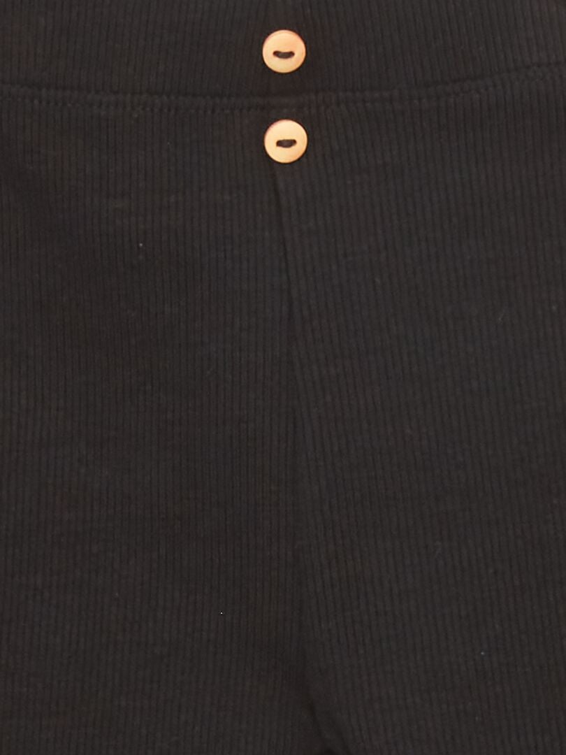 Effenkleurige ribgebreide legging - zwart