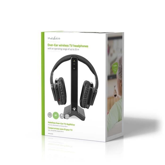 Auriculares inalámbricos para TV - NEDIS - HPRF321BK - Negro - 8 horas de autonomía - Alcance de 25 m