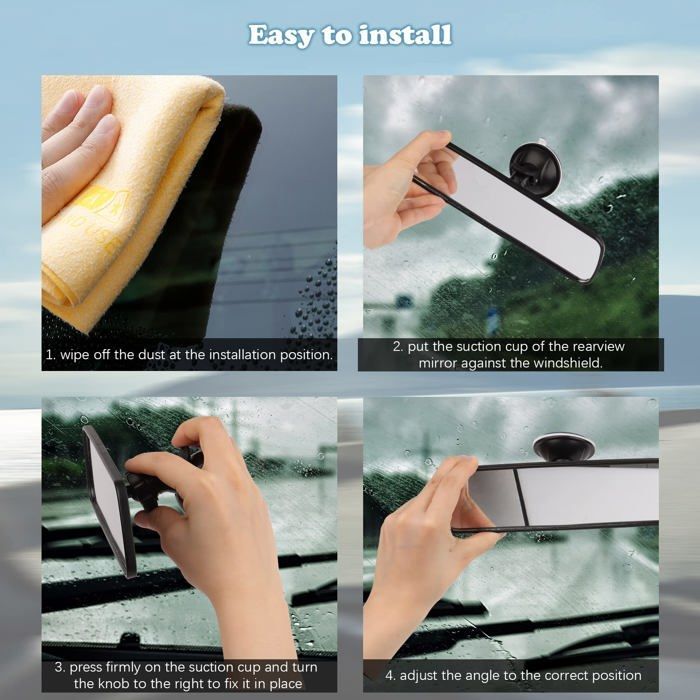 Espejo retrovisor para conducción supervisada, espejo retrovisor universal para coche, espejo retrovisor interior universal con ventosa para coche de 200 x 60 mm.