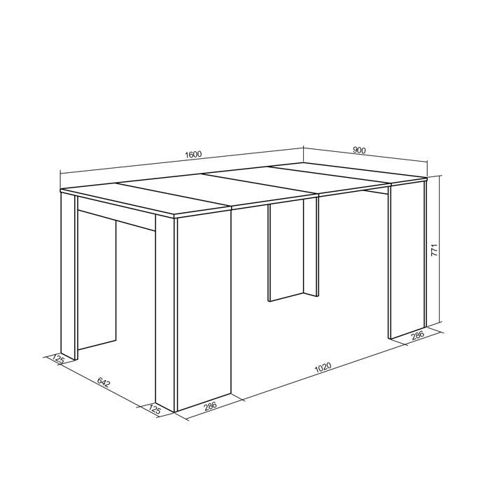 Skraut Home - Table console extensible  - Chêne - Pour 8 personnes - Moderne