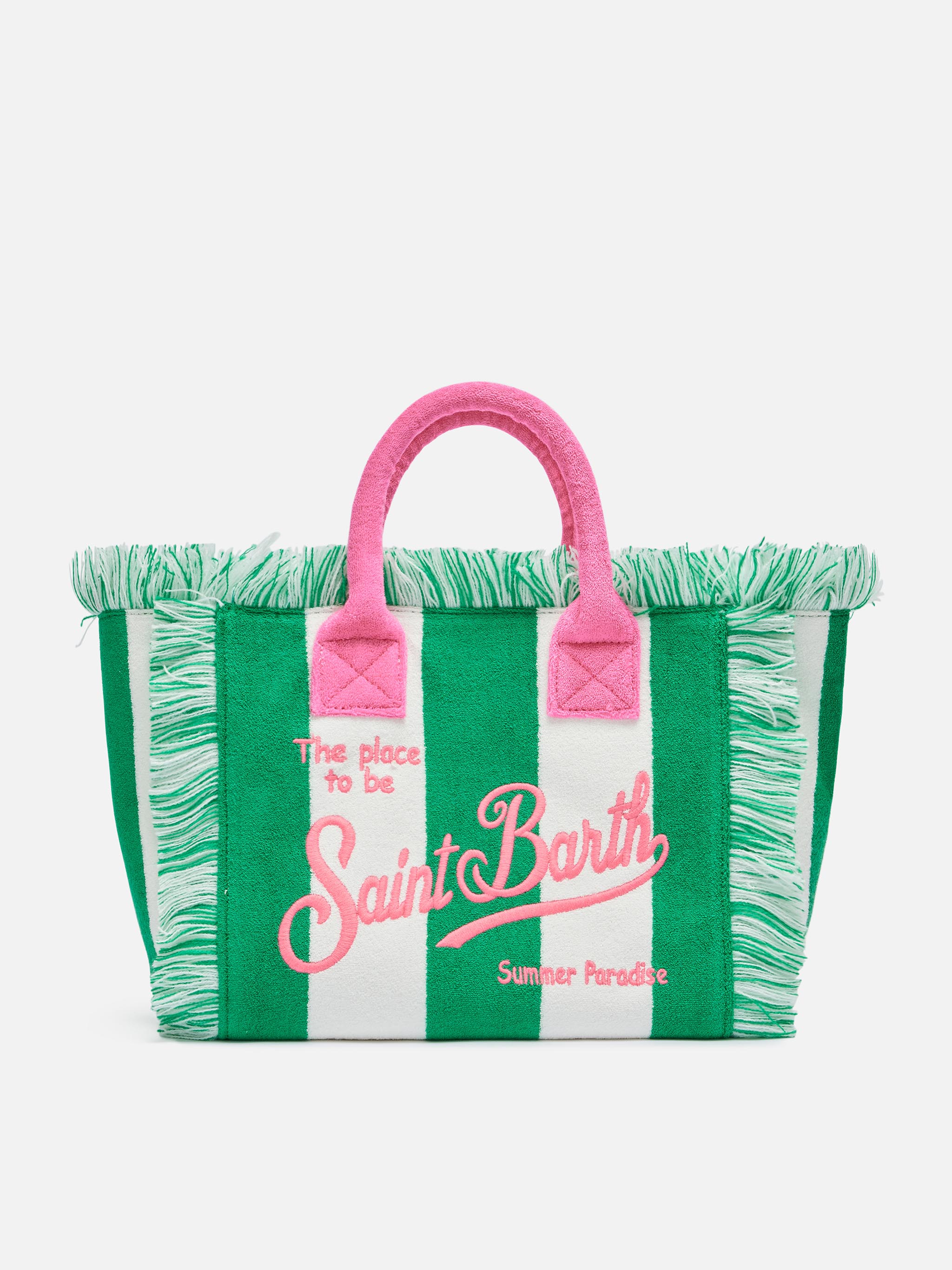 Borsa Colette in spugna verde con stampa a righe verdi