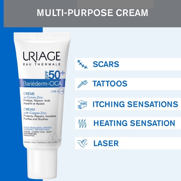 Crema Uriage Bariéderm-CICA con rame-zinco SPF50+ 40ml