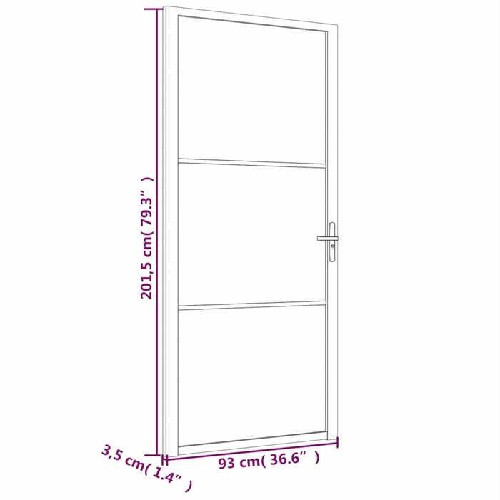 Porte intérieure-Portes d'entrée 93x201,5 cm Noir Verre ESG et aluminium 242522