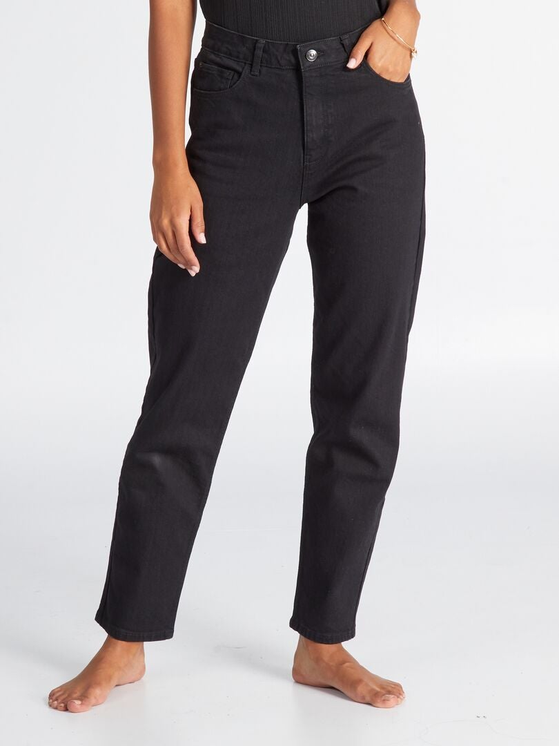 Calça jeans cintura alta regular - tamanho 34L - PRETA