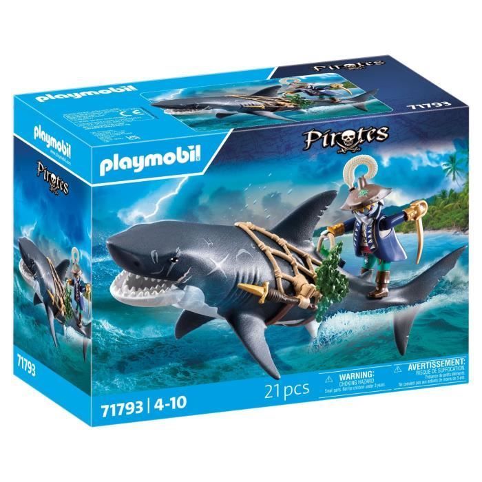PLAYMOBIL 71793 Pirate and Shark with Articulated Jaw, Pirates, 21 Pieces, Ages 4+