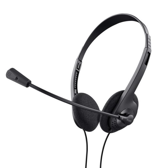 Trust Primo Casque Micro PC Léger on Ear 3.5 mm, Câble 1,8 m, Casque Audio PC Filaire Ajustable pour Teletravail Bureau Chat Zoom