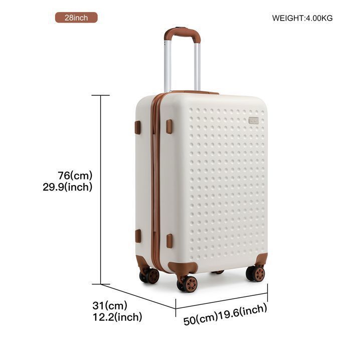 Maleta grande Kono de 76x50x31cm, ABS, maleta rígida de cabina, 4 ruedas, con cerradura.