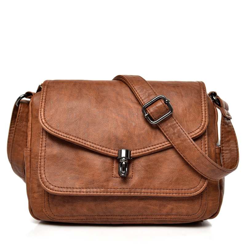 2 Layer Flap Women Messenger Bags Leather Shoulder Bag Bolsa Feminina Ladies Designer Sac Main