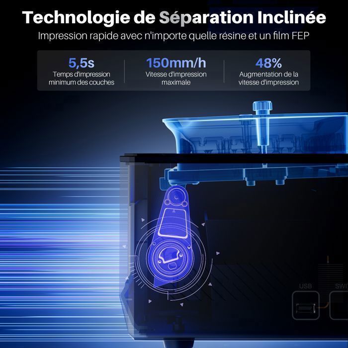 Impressora 3D ELEGOO Mars 5 Ultra com tela MSLA 9K, nivelamento automático, impressão 3D rápida a 150 mm/h e tamanho grande.