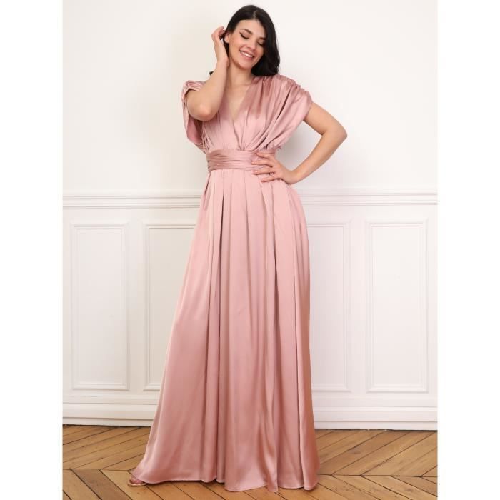 Robe satinée et froncée style portefeuille