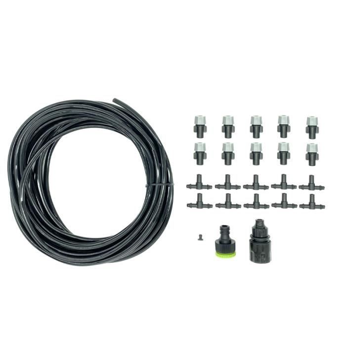 Kit complet brumisateur et pulvérisateur extérieur - Suan - Longueur 10m - 10 buses incluses - Noir