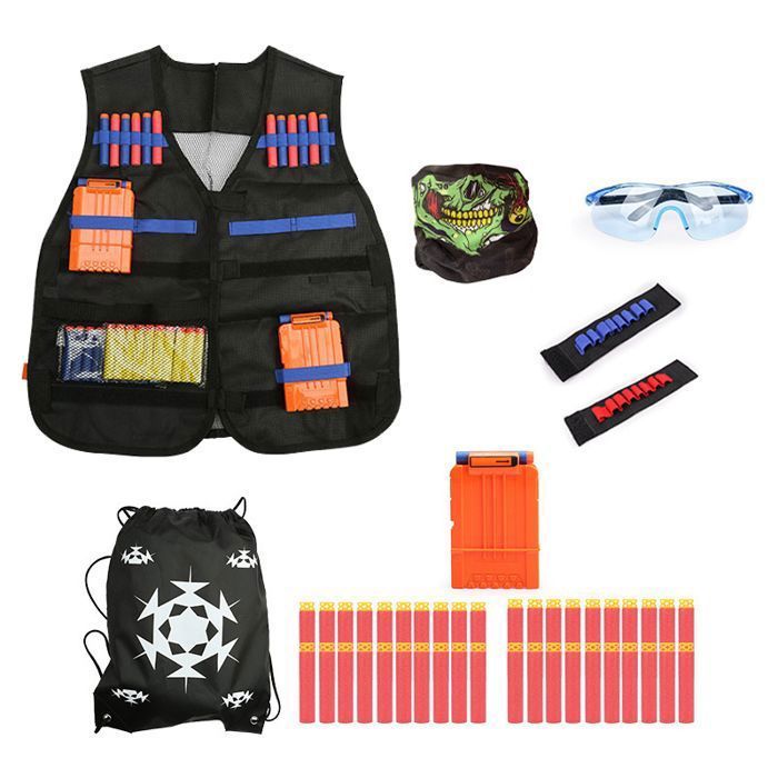 Nerf N-Strike Elite – Chaleco táctico infantil con bolsa + gafas + 40 dardos – Regalo para niños de 8 a 14 años