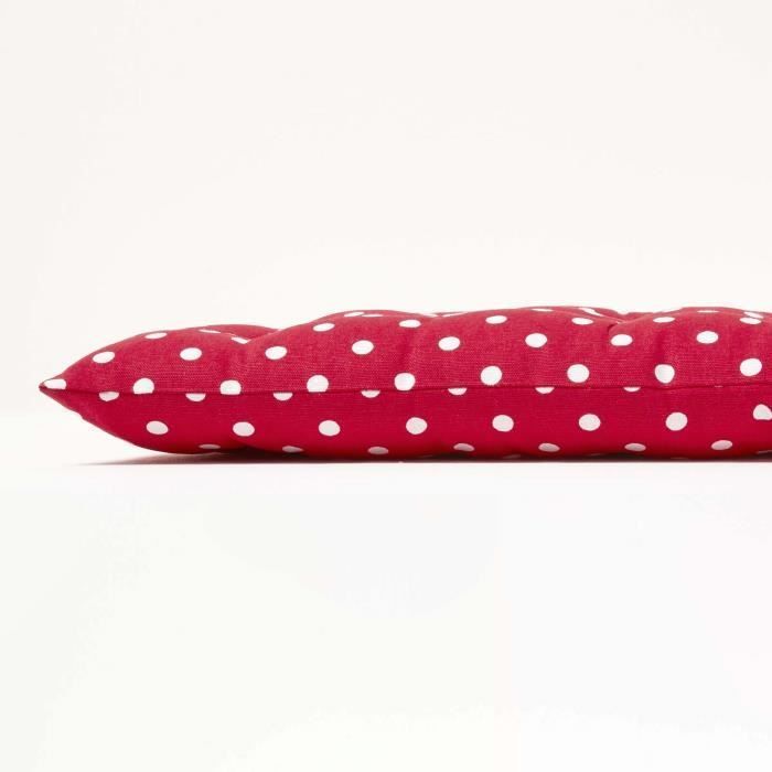 Coussin pour banc de jardin - HOMESCAPES – Pois rouges – 108 x 42 x 5 cm – Matelas de sol – Coton et polyester – Extérieur