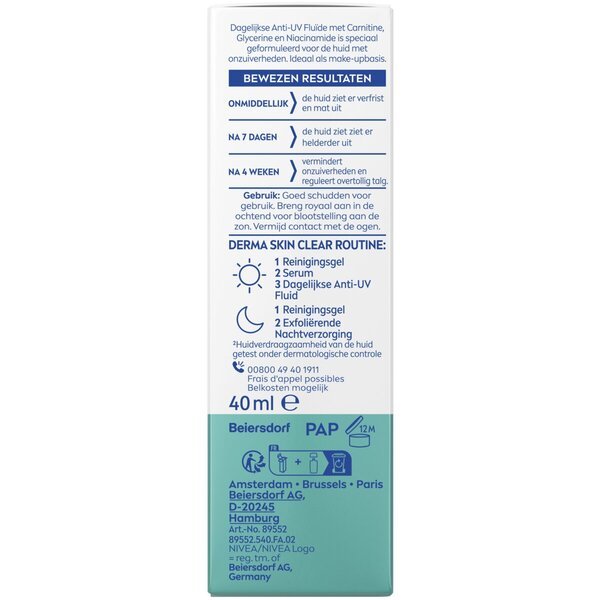 Nivea Derma Skin Clear denný anti-UV fluid<br>40ml