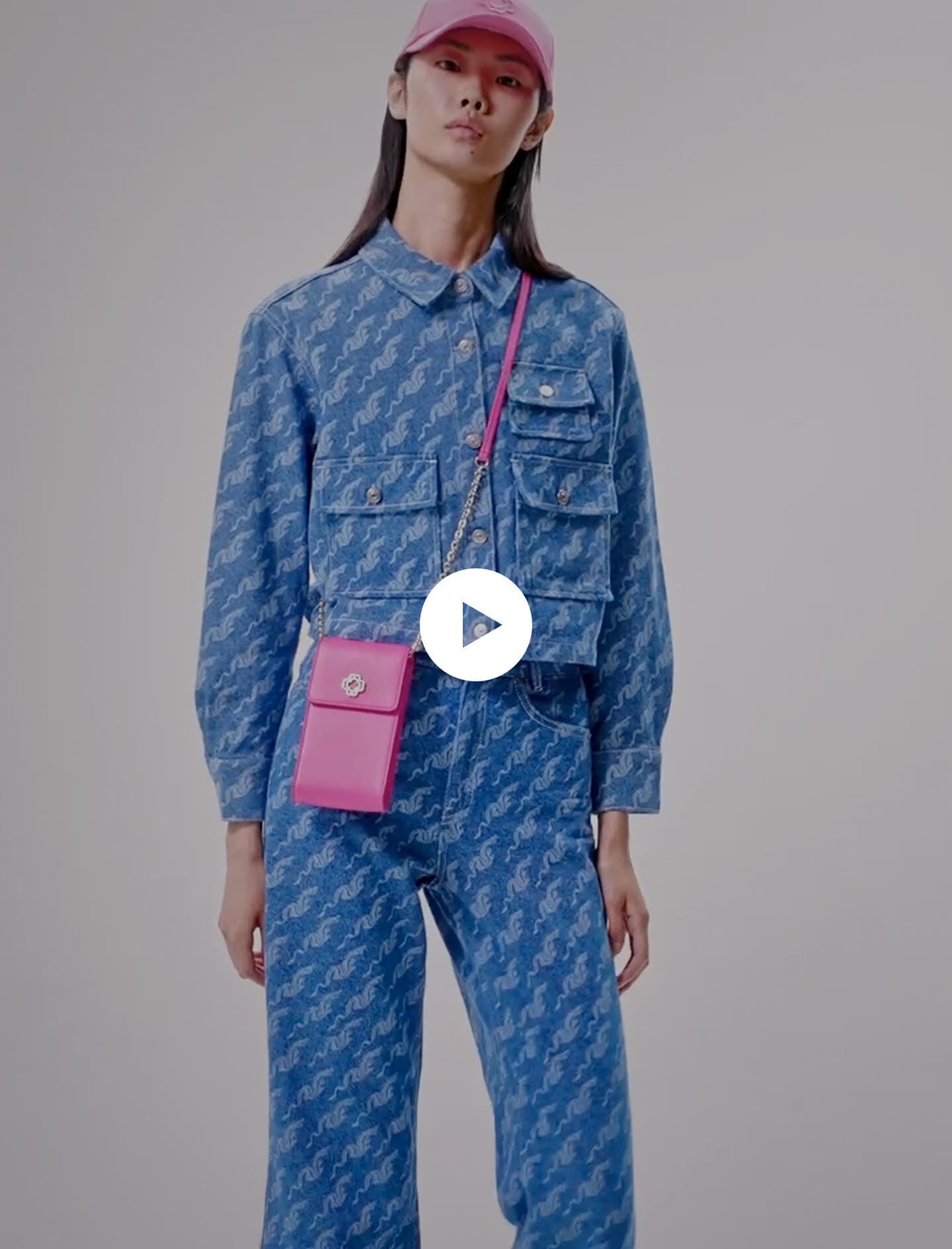 Cămașă din denim cu model - Albastră