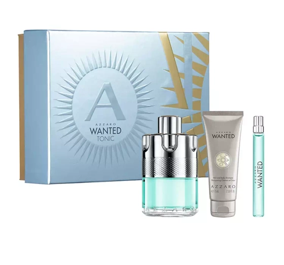 Azzaro Wanted Tonic woda toaletowa spray 100 ml   7,5 ml   szampon do ciała i włosów 100 ml